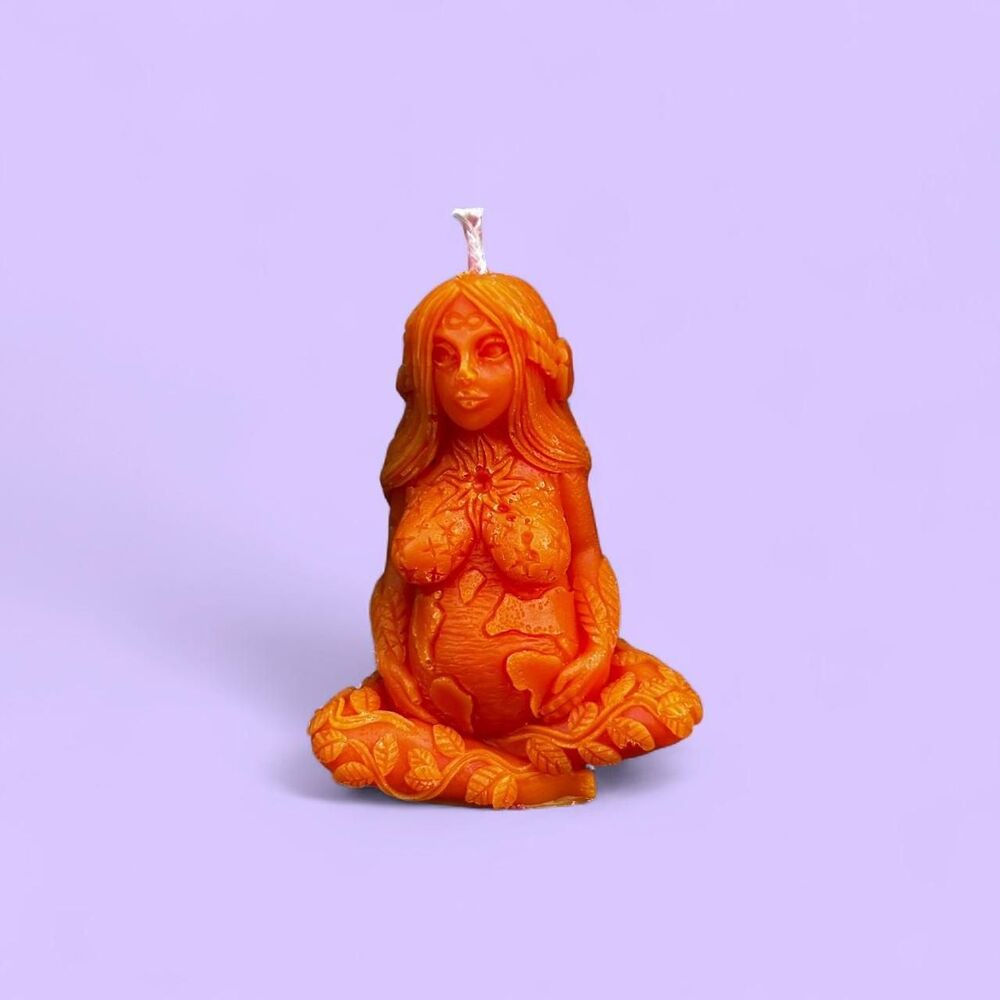 Handmade Gaia goddess candle
